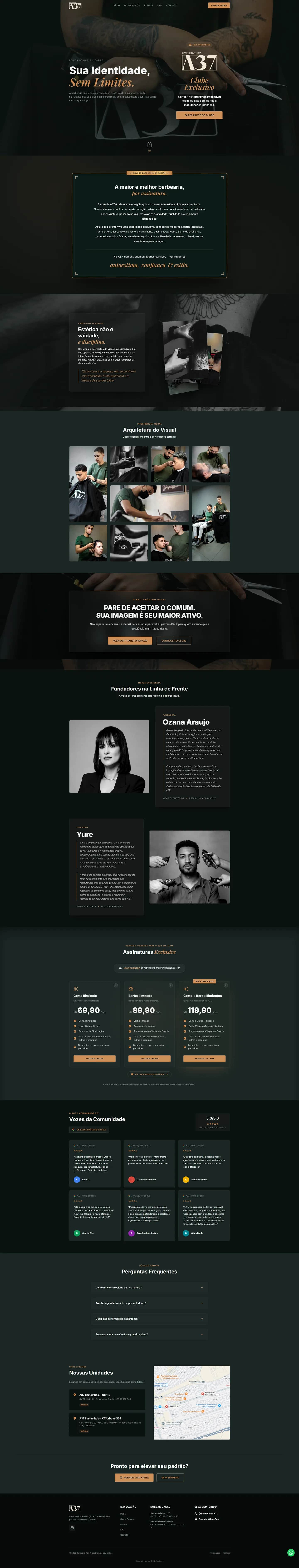Screenshot do site da Barbearia A37